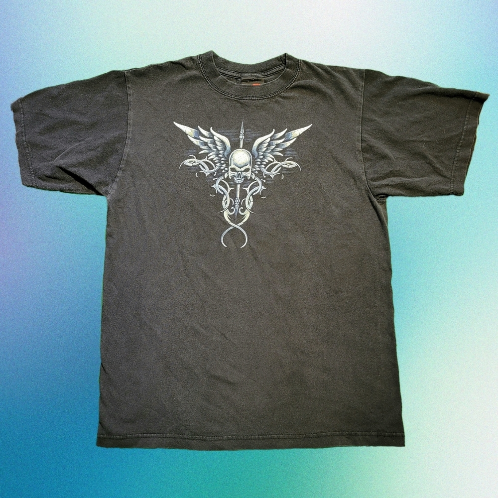 SOLD 9/16 Black TShirt Skull Print